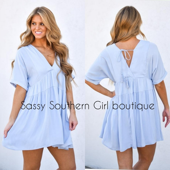 Sassy Southern Girl Boutique | Dresses | Sky Blue Smock Babydoll Dress ...